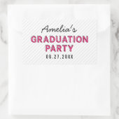 Moderne Stripes Pink Graduation Party Rechteckiger Aufkleber (Tasche)