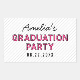 Moderne Stripes Pink Graduation Party Rechteckiger Aufkleber