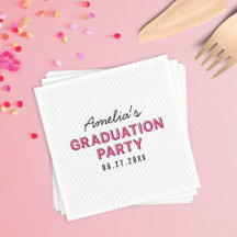 Moderne Stripes Pink Graduation Party