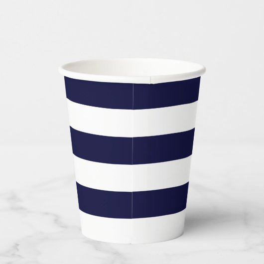 Moderne Stripes Skriptname navvin blauer Chic Pappbecher (Rechts)