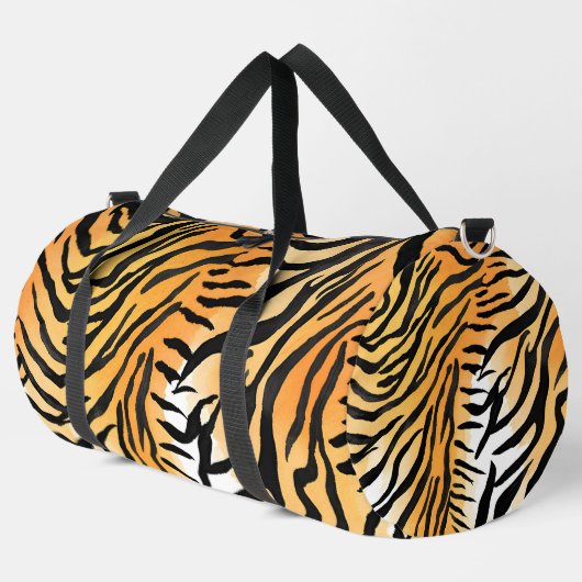 Moderne Stripte Tigerfelle Print big cats feline a Duffle Bag (Linke Ecke)