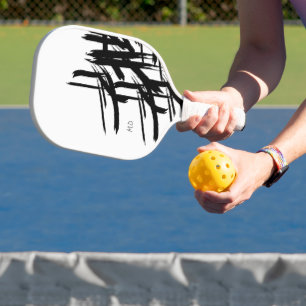 Moderne Strokes Schwarz-weiße Initialen Personalis Pickleball Schläger