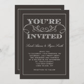 Moderne Strudel-Schwarz-Hochzeits-Einladung Einladung (Vorne/Hinten)