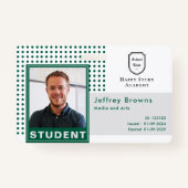 Moderne Student ID Foto Dark Green University Ausweis (Vorderseite)