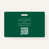 Moderne Student ID Foto Dark Green University Ausweis (Rückseite)