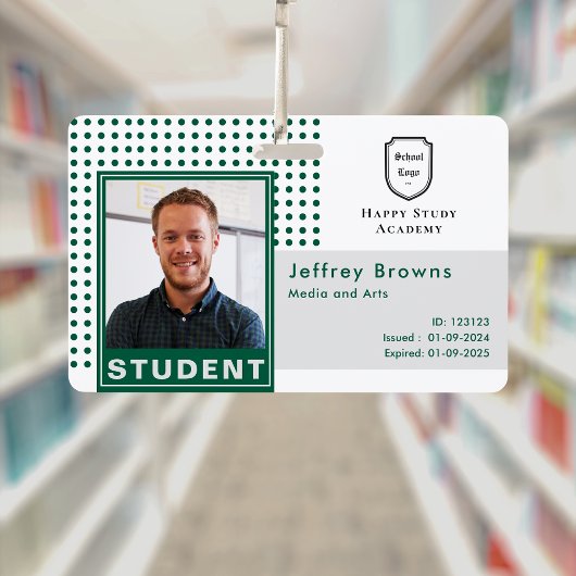 Moderne Student ID Foto Dark Green University Ausweis
