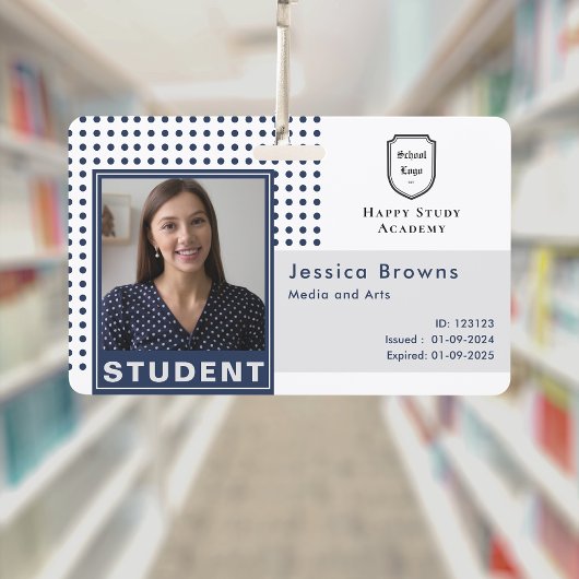 Moderne Studierende Ausweis Foto Navy Blue Univers