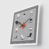 Moderne Stühle aus dem Mittelalter Retro-Farben Quadratische Wanduhr (Winkel)