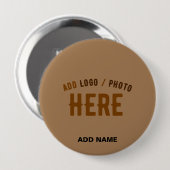 MODERNE, STYLISCH BROWN BROWN ÜBERPRÜFTE MARKENZEI BUTTON (Vorne & Hinten)