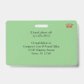 MODERNE STYLISCH MINT GREEN ÜBERPRÜFT MARKIERT AUSWEIS (Rückseite)