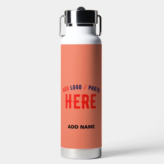 MODERNE, STYLISCH-MODERNE KUSTOM-KORALLORANGE-ÜBER TRINKFLASCHE (Vorderseite)