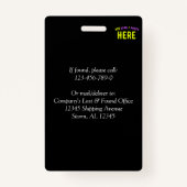 MODERNE, STYLISCH ZOLLBARE, SCHWARZE VERIFIZIERTE AUSWEIS (Rückseite)