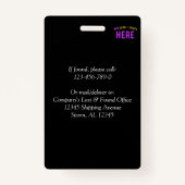 MODERNE, STYLISCH ZOLLBARE, SCHWARZE VERIFIZIERTE AUSWEIS (Rückseite)