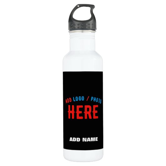 MODERNE, STYLISCH ZOLLBARE, SCHWARZE VERIFIZIERTE EDELSTAHLFLASCHE (Vorderseite)