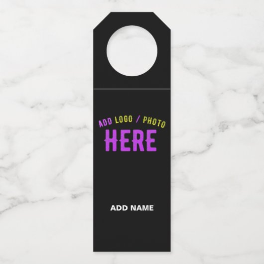 MODERNE, STYLISCH ZOLLBARE, SCHWARZE VERIFIZIERTE FLASCHENANHÄNGER (Vorderseite)