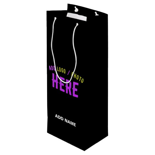 MODERNE, STYLISCH ZOLLBARE, SCHWARZE VERIFIZIERTE  GESCHENKTÜTE FÜR WEINFLASCHEN (Rückseite Schrägansicht)