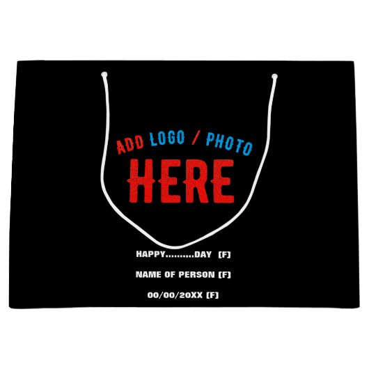 MODERNE, STYLISCH ZOLLBARE, SCHWARZE VERIFIZIERTE GROßE GESCHENKTÜTE (Vorderseite)