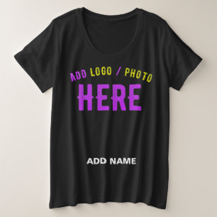 MODERNE, STYLISCH ZOLLBARE, SCHWARZE VERIFIZIERTE  GROßE GRÖßE T-Shirt