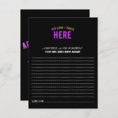 MODERNE, STYLISCH ZOLLBARE, SCHWARZE VERIFIZIERTE  HINWEISKARTE (Vorne/Hinten)