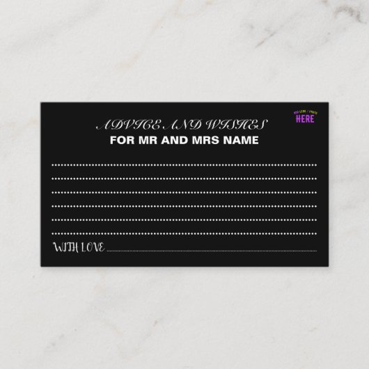 MODERNE, STYLISCH ZOLLBARE, SCHWARZE VERIFIZIERTE  HINWEISKARTE (Vorderseite)