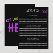 MODERNE, STYLISCH ZOLLBARE, SCHWARZE VERIFIZIERTE  MENÜKARTE (Vorne/Hinten)