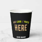 MODERNE, STYLISCH ZOLLBARE, SCHWARZE VERIFIZIERTE  PAPPBECHER (Rückseite)