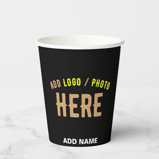 MODERNE, STYLISCH ZOLLBARE, SCHWARZE VERIFIZIERTE  PAPPBECHER (Rückseite)