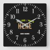 MODERNE, STYLISCH ZOLLBARE, SCHWARZE VERIFIZIERTE QUADRATISCHE WANDUHR (Vorderseite)