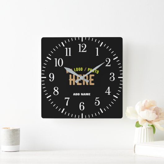 MODERNE, STYLISCH ZOLLBARE, SCHWARZE VERIFIZIERTE QUADRATISCHE WANDUHR (Zuhause)