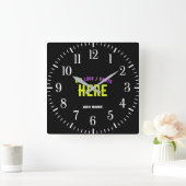 MODERNE, STYLISCH ZOLLBARE, SCHWARZE VERIFIZIERTE QUADRATISCHE WANDUHR (Zuhause)