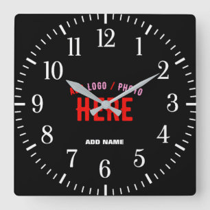 MODERNE, STYLISCH ZOLLBARE, SCHWARZE VERIFIZIERTE  QUADRATISCHE WANDUHR