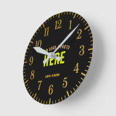 MODERNE, STYLISCH ZOLLBARE, SCHWARZE VERIFIZIERTE  RUNDE WANDUHR (Winkel)