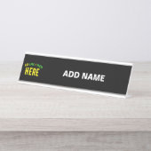 MODERNE, STYLISCH ZOLLBARE, SCHWARZE VERIFIZIERTE  SCHREIBTISCHNAMENSPLAKETTE (Vorderseite )