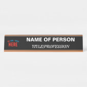 MODERNE, STYLISCH ZOLLBARE, SCHWARZE VERIFIZIERTE  SCHREIBTISCHNAMENSPLAKETTE (Vorderseite )