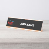 MODERNE, STYLISCH ZOLLBARE, SCHWARZE VERIFIZIERTE SCHREIBTISCHNAMENSPLAKETTE (Vorderseite )