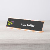 MODERNE, STYLISCH ZOLLBARE, SCHWARZE VERIFIZIERTE SCHREIBTISCHNAMENSPLAKETTE (Vorderseite )