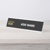 MODERNE, STYLISCH ZOLLBARE, SCHWARZE VERIFIZIERTE  SCHREIBTISCHNAMENSPLAKETTE (Vorderseite )