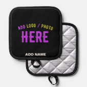 MODERNE, STYLISCH ZOLLBARE, SCHWARZE VERIFIZIERTE  TOPFLAPPEN (Vorderseite/Rückseite)