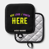 MODERNE, STYLISCH ZOLLBARE, SCHWARZE VERIFIZIERTE TOPFLAPPEN (Vorderseite/Rückseite)