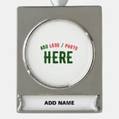 MODERNE, STYLISCH ZOLLBARE WEISSE, ÜBERPRÜFT MARKI Banner-Ornament SILBER (Vorderseite)