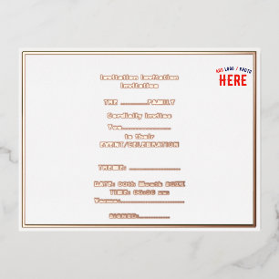 MODERNE, STYLISCH ZOLLBARE WEISSE, ÜBERPRÜFT MARKI FOLIE EINLADUNGSPOSTKARTE