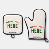 MODERNE, STYLISCH ZOLLBARE WEISSE, ÜBERPRÜFT MARKI OFENHANDSCHUH & Topflappen-Set (Vorderseite)