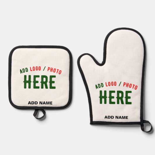 MODERNE, STYLISCH ZOLLBARE WEISSE, ÜBERPRÜFT MARKI OFENHANDSCHUH & Topflappen-Set (Vorderseite)