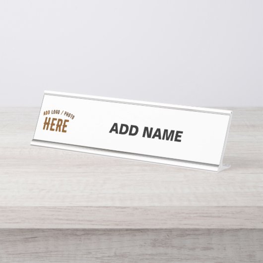MODERNE, STYLISCH ZOLLBARE WEISSE, ÜBERPRÜFT MARKI SCHREIBTISCHNAMENSPLAKETTE (Vorderseite )