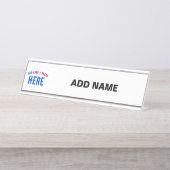 MODERNE, STYLISCH ZOLLBARE WEISSE, ÜBERPRÜFT MARKI SCHREIBTISCHNAMENSPLAKETTE (Vorderseite )