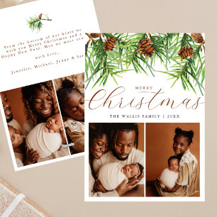 Moderne & Stylische 4-Foto-Collage Christmas Pines Feiertagskarte