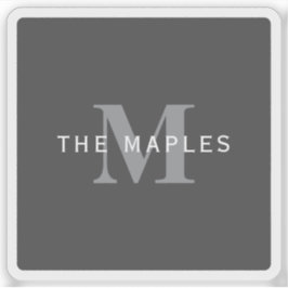 Moderne, stylische dunkelgraue Monogramm und Name Aufkleber