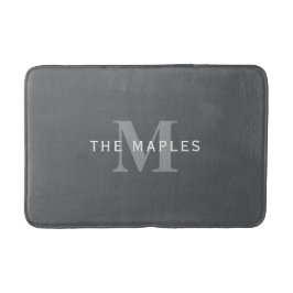 Moderne, stylische dunkelgraue Monogramm und Name Badematte