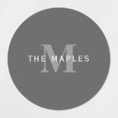 Moderne, stylische dunkelgraue Monogramm und Name Etiketten (Design 2)