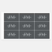 Moderne, stylische dunkelgraue Monogramm und Name Etiketten (Blatt)